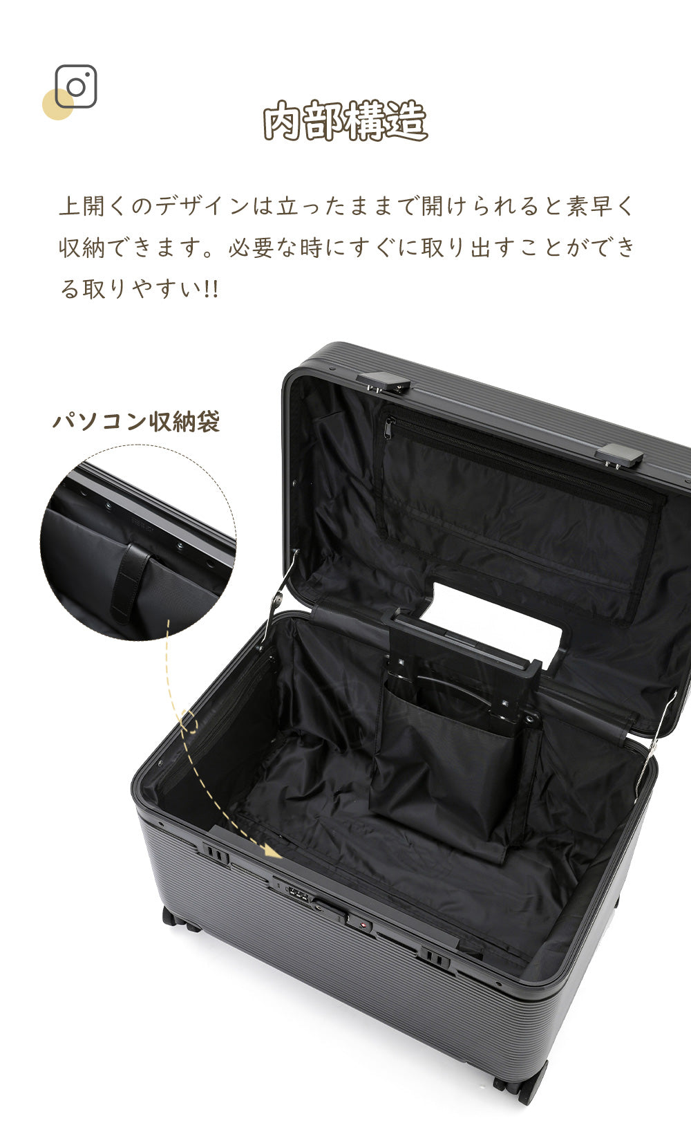 蓋が上に開くボックス型 スーツケース | 1es08-rankb-hjx S/M | B4U