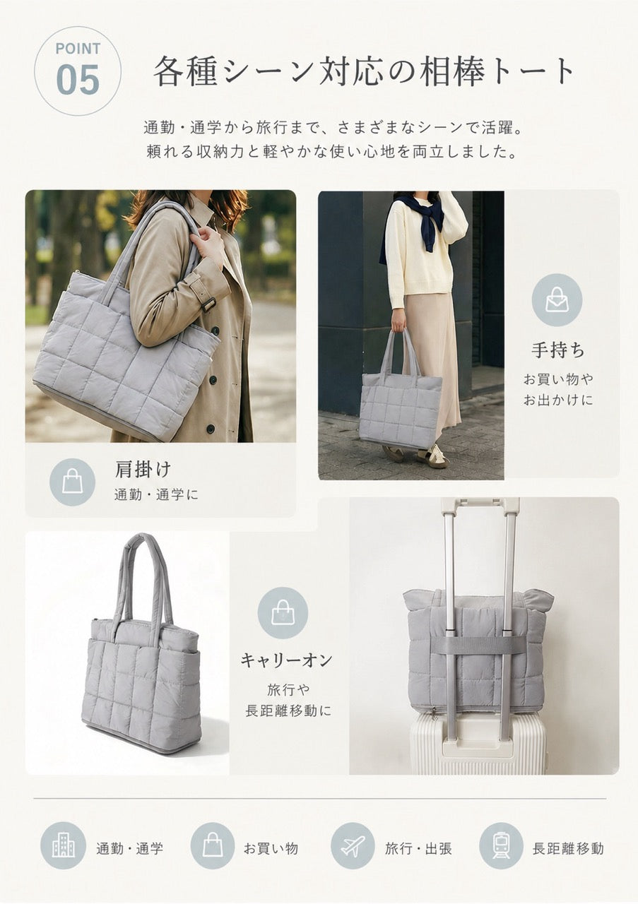 B4U 3way 軽量トートバッグ 撥水 キャリーオン対応 旅行・通勤兼用