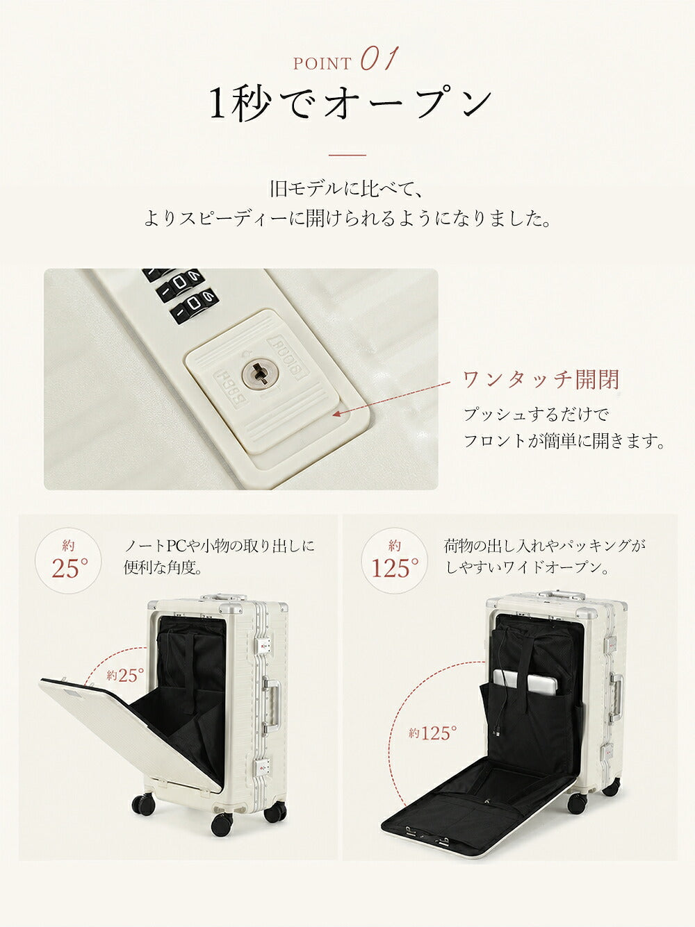 B4U フロントオープン スーツケース 機内持ち込み対応 Sサイズ