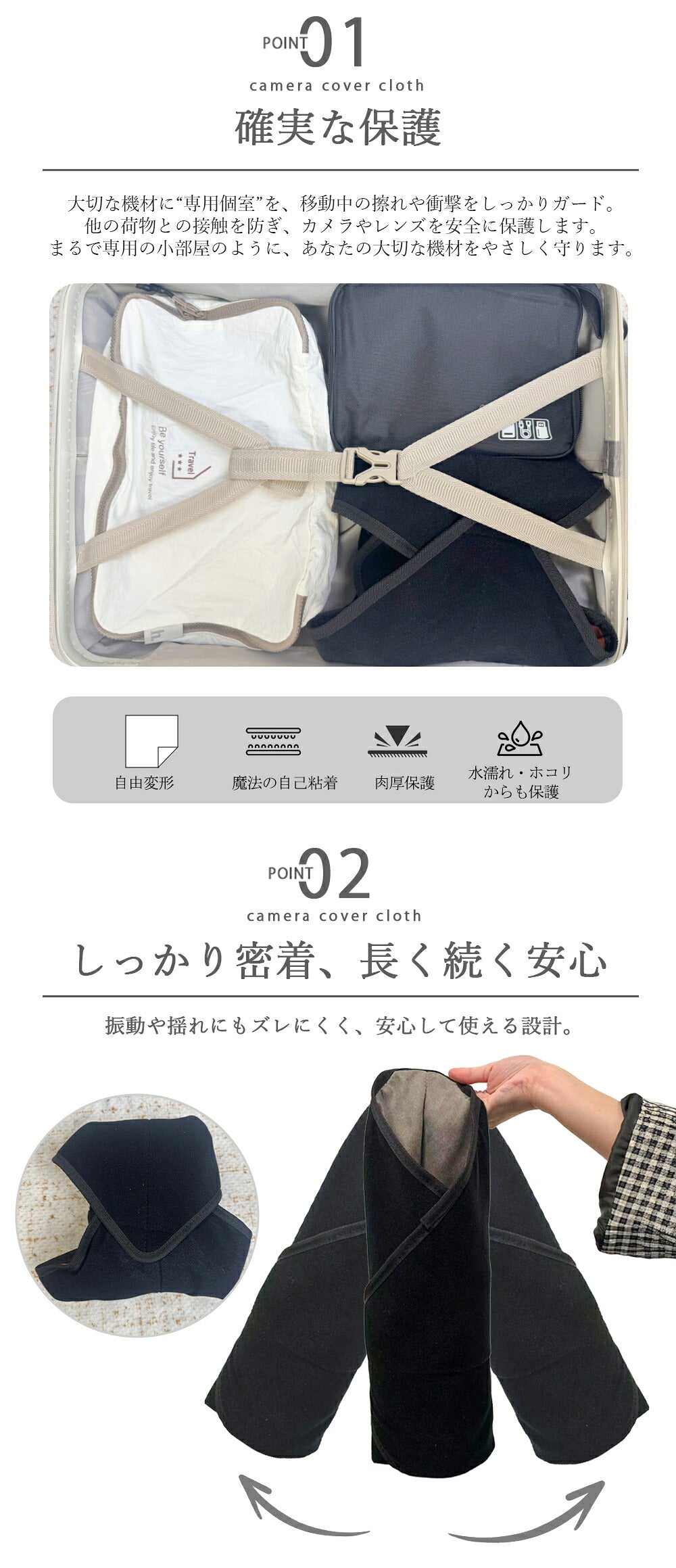 自己吸着カメラ保護クロス 包むだけ簡単ラップ
