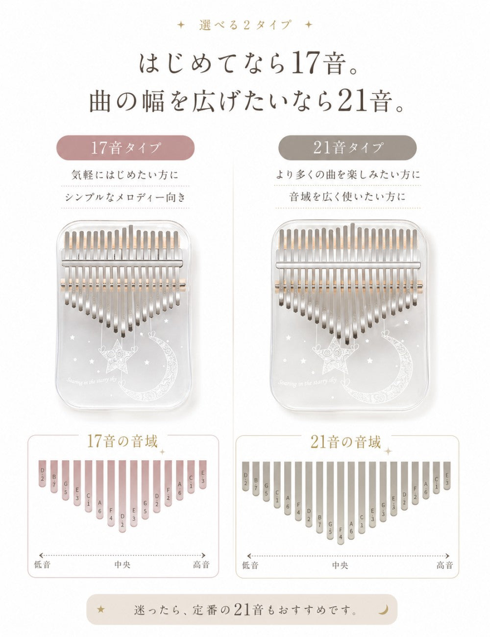 アクリルカリンバ 初心者セット 17音・21音