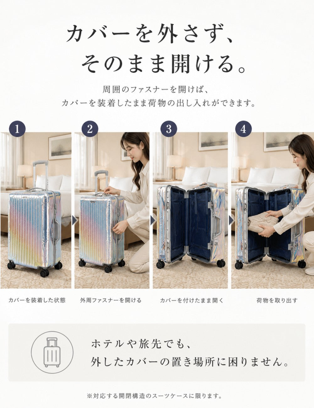 透明クリア スーツケースカバー ハンドル穴付き 防水仕様