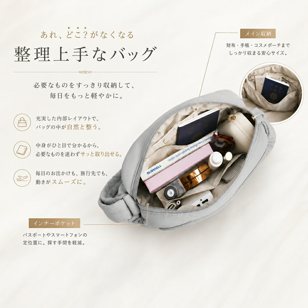 B4U キルティング 軽量ショルダーバッグ RFID防止 多機能 商品画像4
