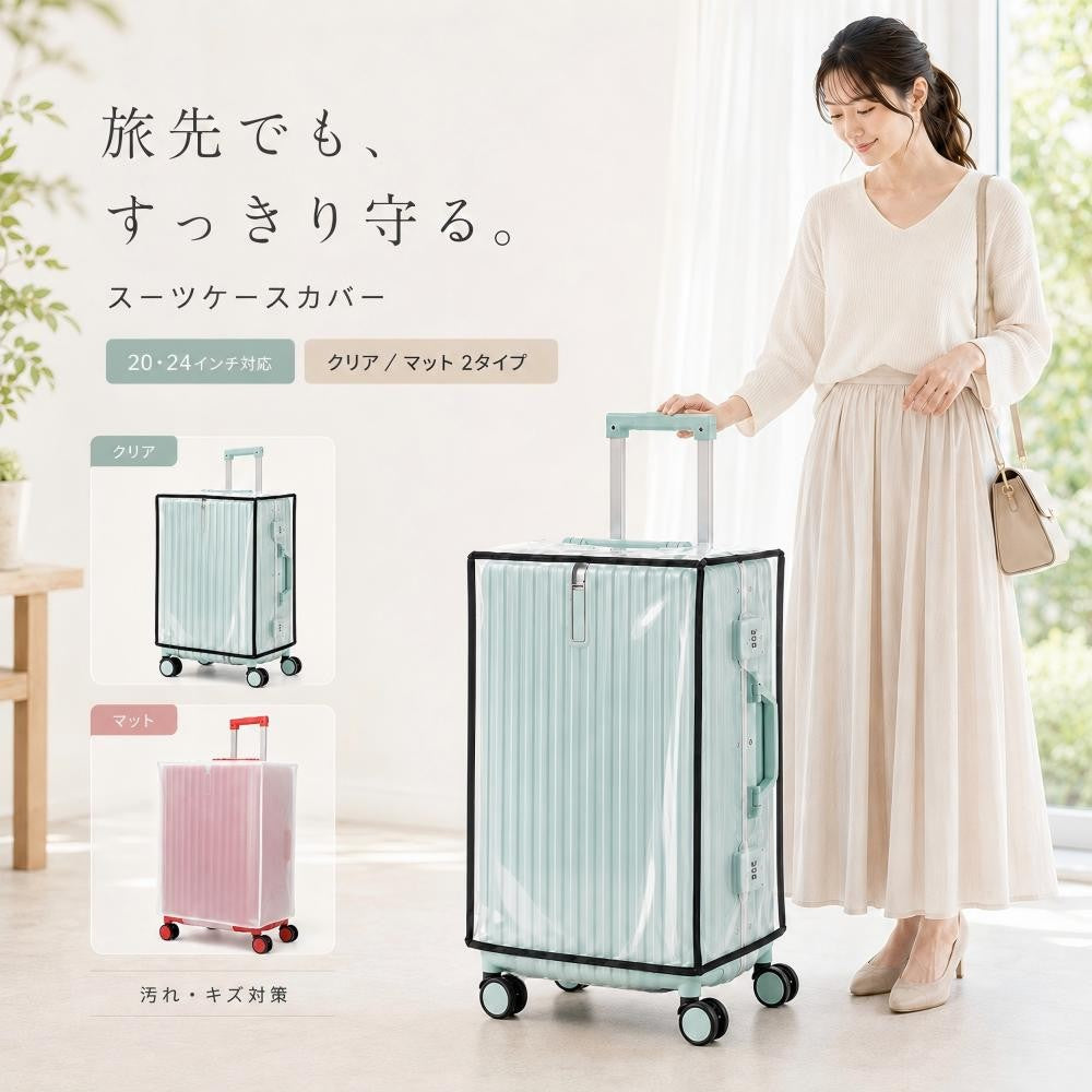 透明クリア スーツケースカバー ハンドル穴付き EVA素材