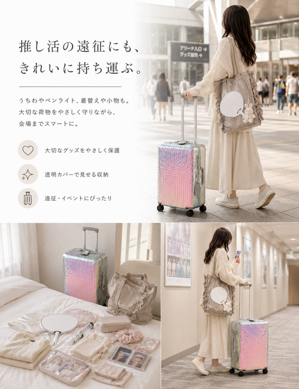 透明クリア スーツケースカバー ハンドル穴付き 防水仕様