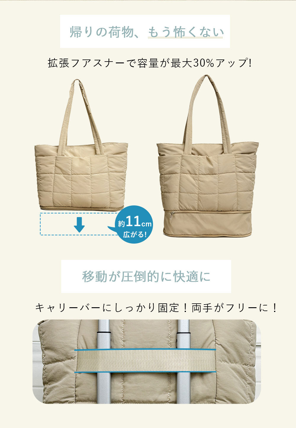 B4U 軽量3WAYトートバッグ キャリーオン対応 撥水 大容量